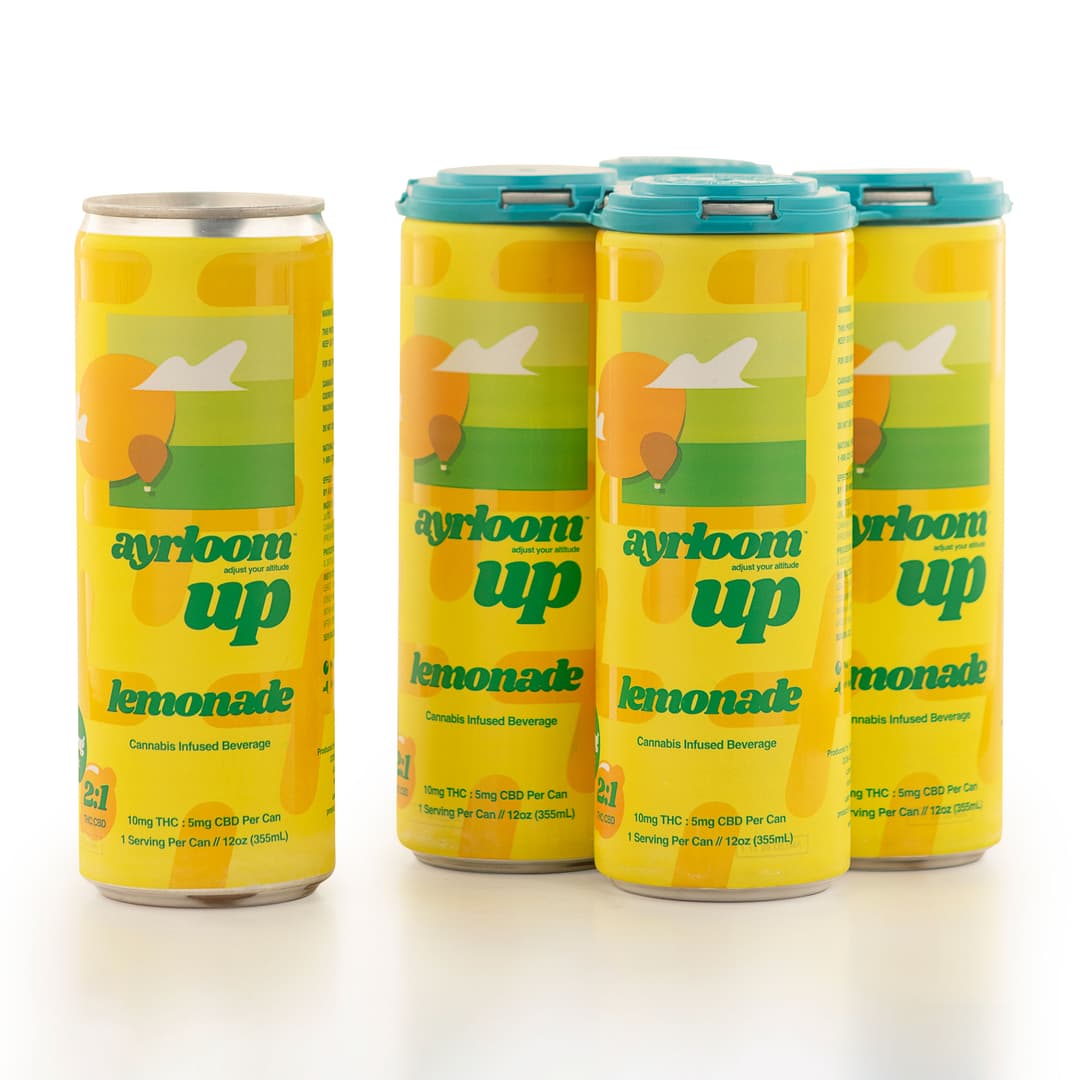Lemonade 2:1 • Infused Sparkling Water 4-Pack • 40mg THC:20mg CBD • Ayrloom - ayrloom | Treehouse Cannabis