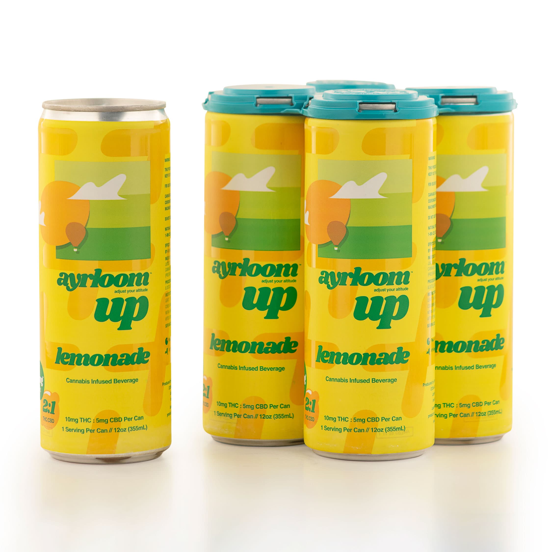 Lemonade 2:1 Infused Sparkling Water 4-Pack 40mg THC:20mg CBD Ayrloom - ayrloom