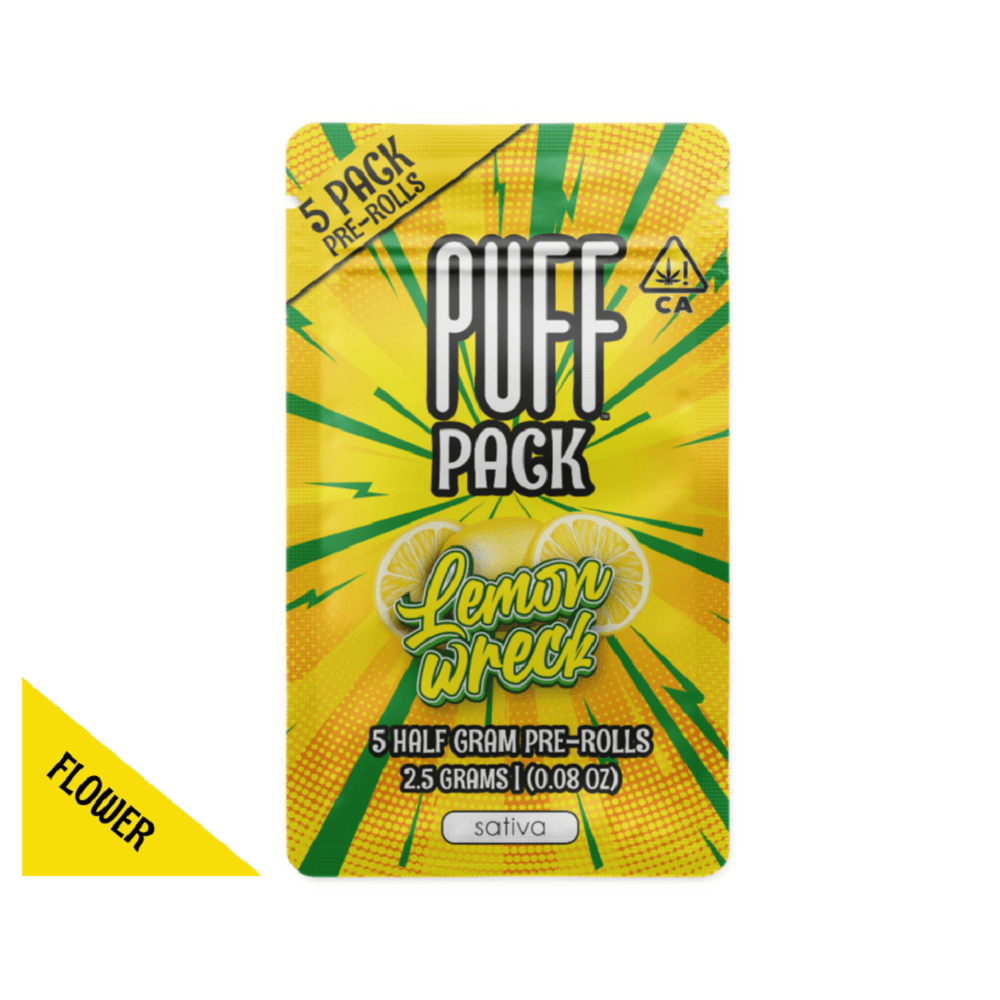 Lemon Wreck - sativa - 5 pack pre-rolls - 2.5 gram - PUFF