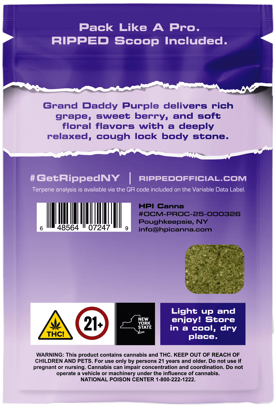 Grand Daddy Purple Pre-Ground Whole Flower - RIPPED | Treehouse Cannabis