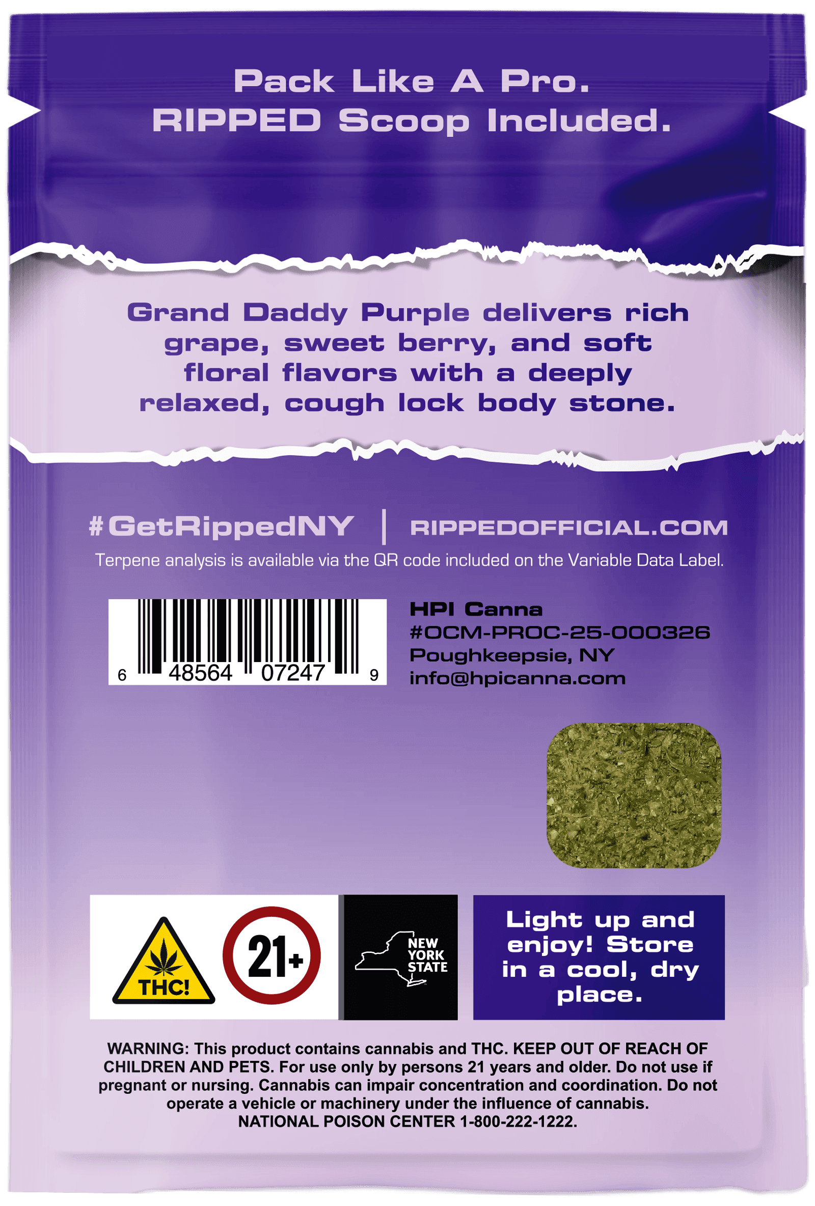 Grand Daddy Purple Pre-Ground Whole Flower - RIPPED