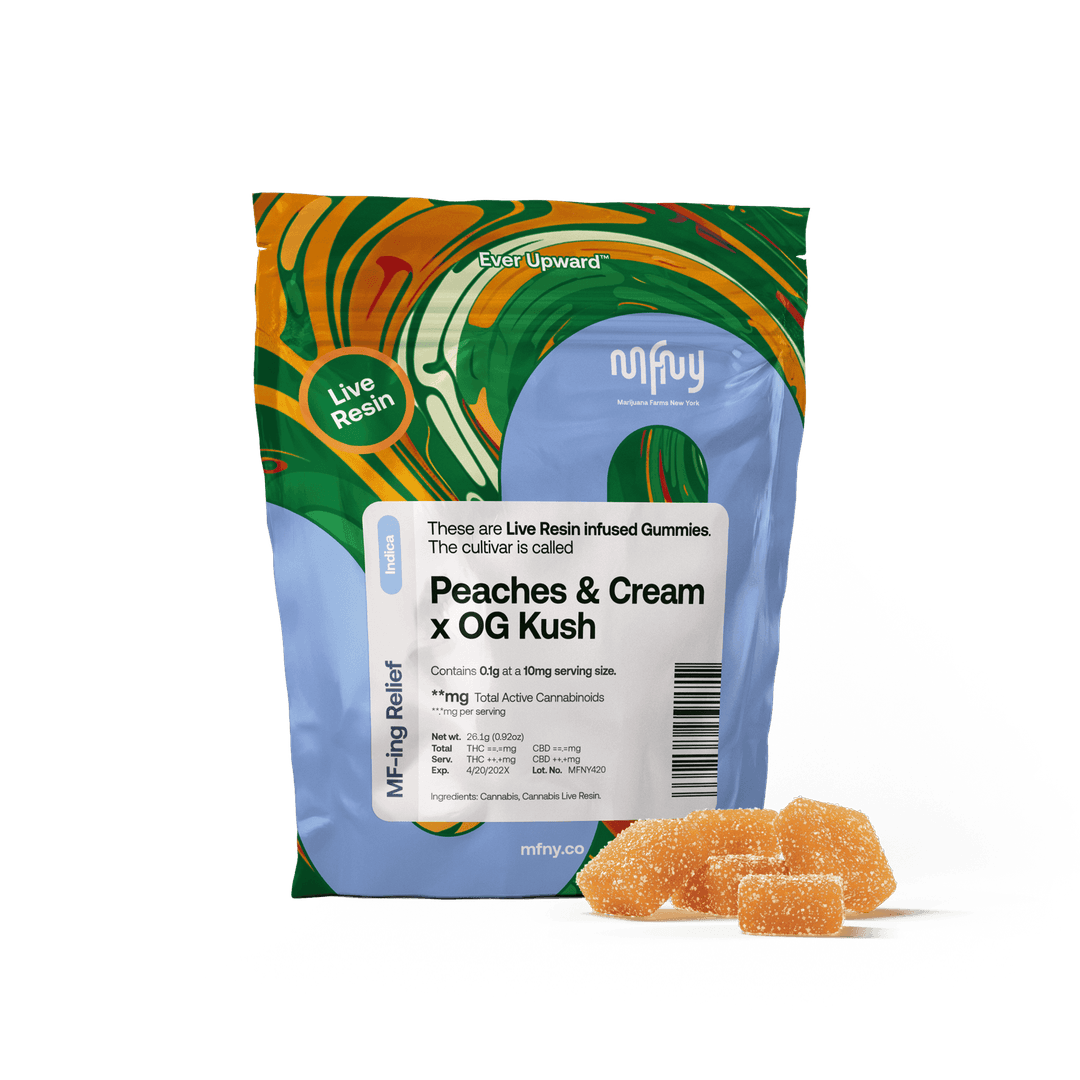 Peaches & Cream x O2 OG Kush • Live Resin Gummies • 10 Pack • 100mg - MFNY | Treehouse Cannabis