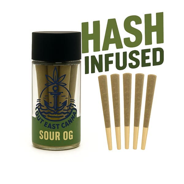 Sour OG • Hash Infused Pre-Rolls • 5 Pack • 2.5g - Out East Canna | Treehouse Cannabis
