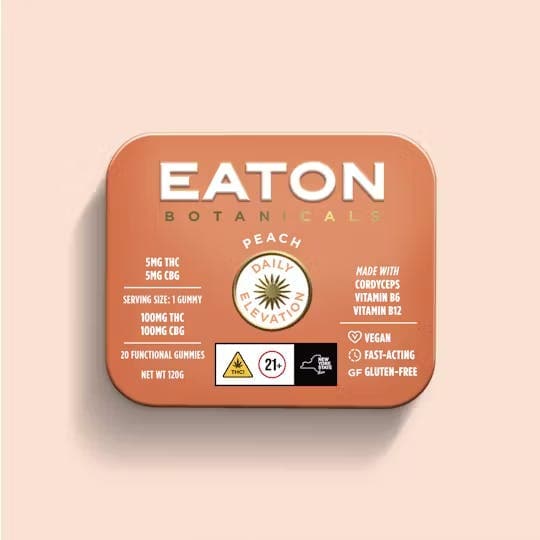 product image for Peach "Daily Elevation" 20 Pack Gummies THC: 100mg, CBD: 100mg