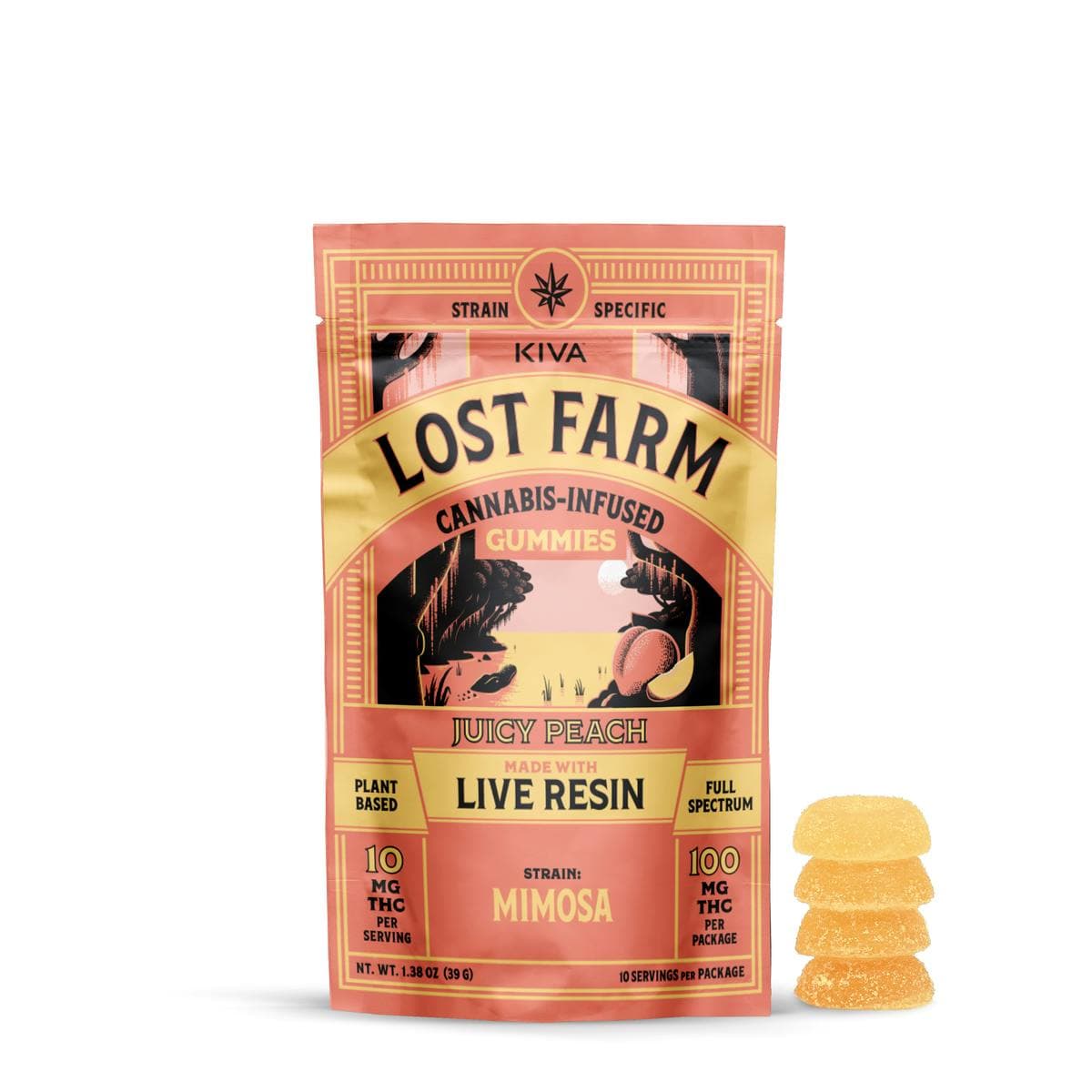 product image for Lost Farm 'Juicy Peach x Mimosa' Live Resin Gummies [10pk]