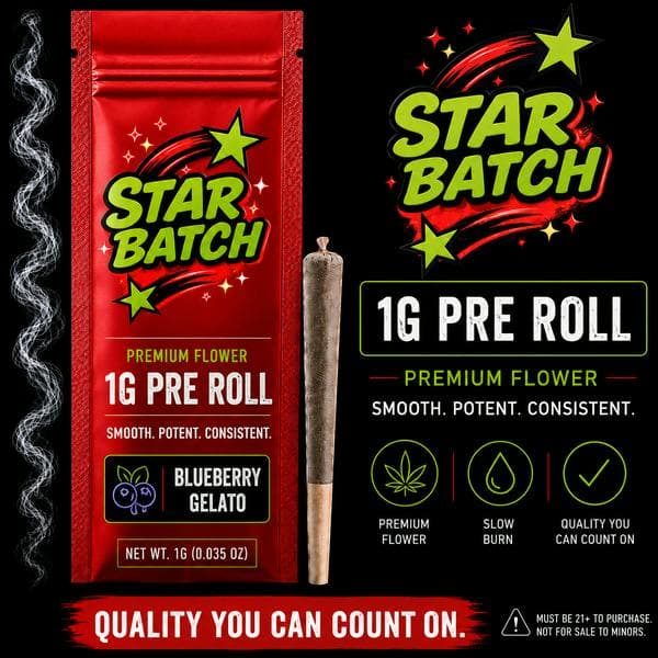Blueberry Gelato • Pre- Roll • 1g - Starbatch | Treehouse Cannabis