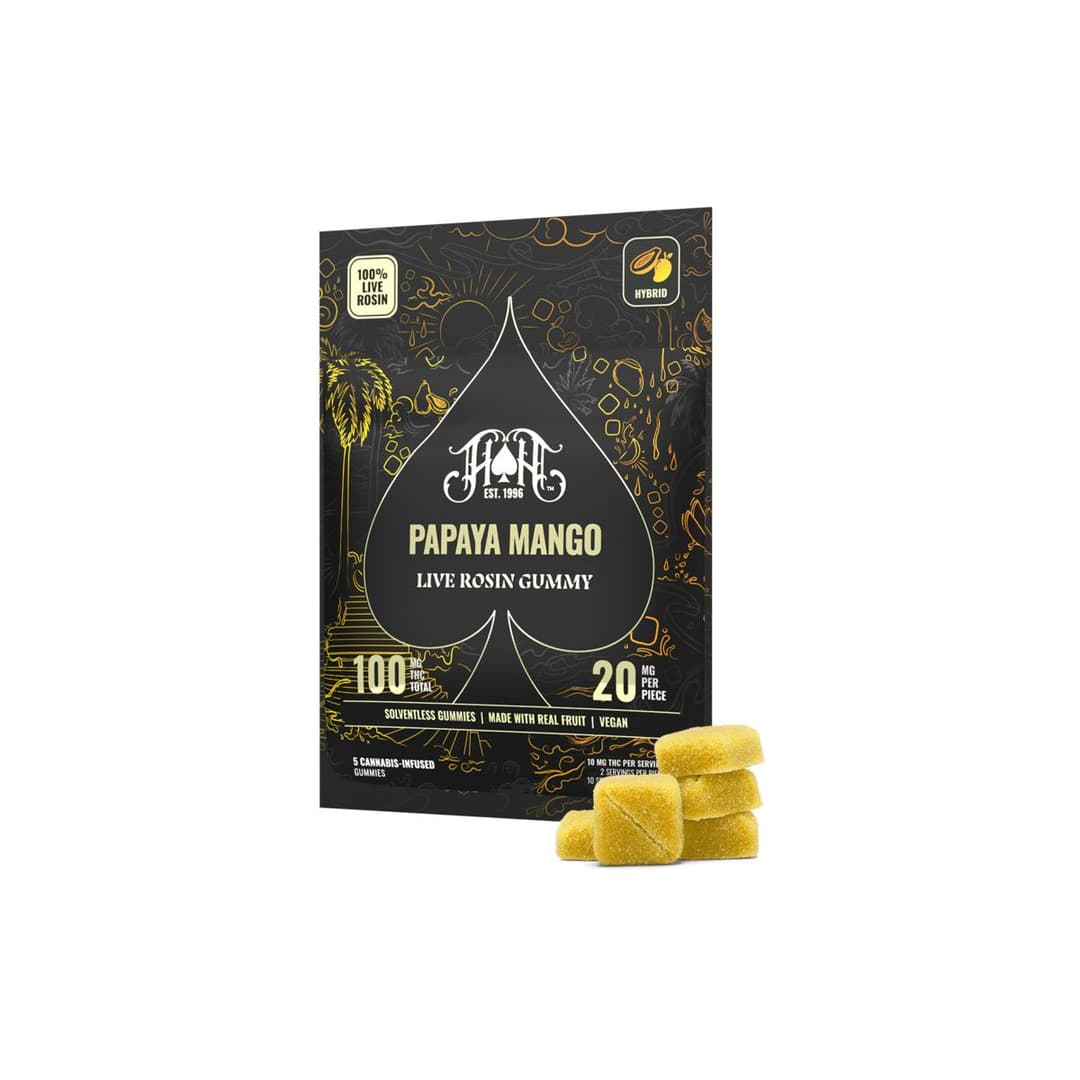Papaya Mango • Live Rosin Gummies • 5 Pack • 100mg - Heavy Hitters | Treehouse Cannabis