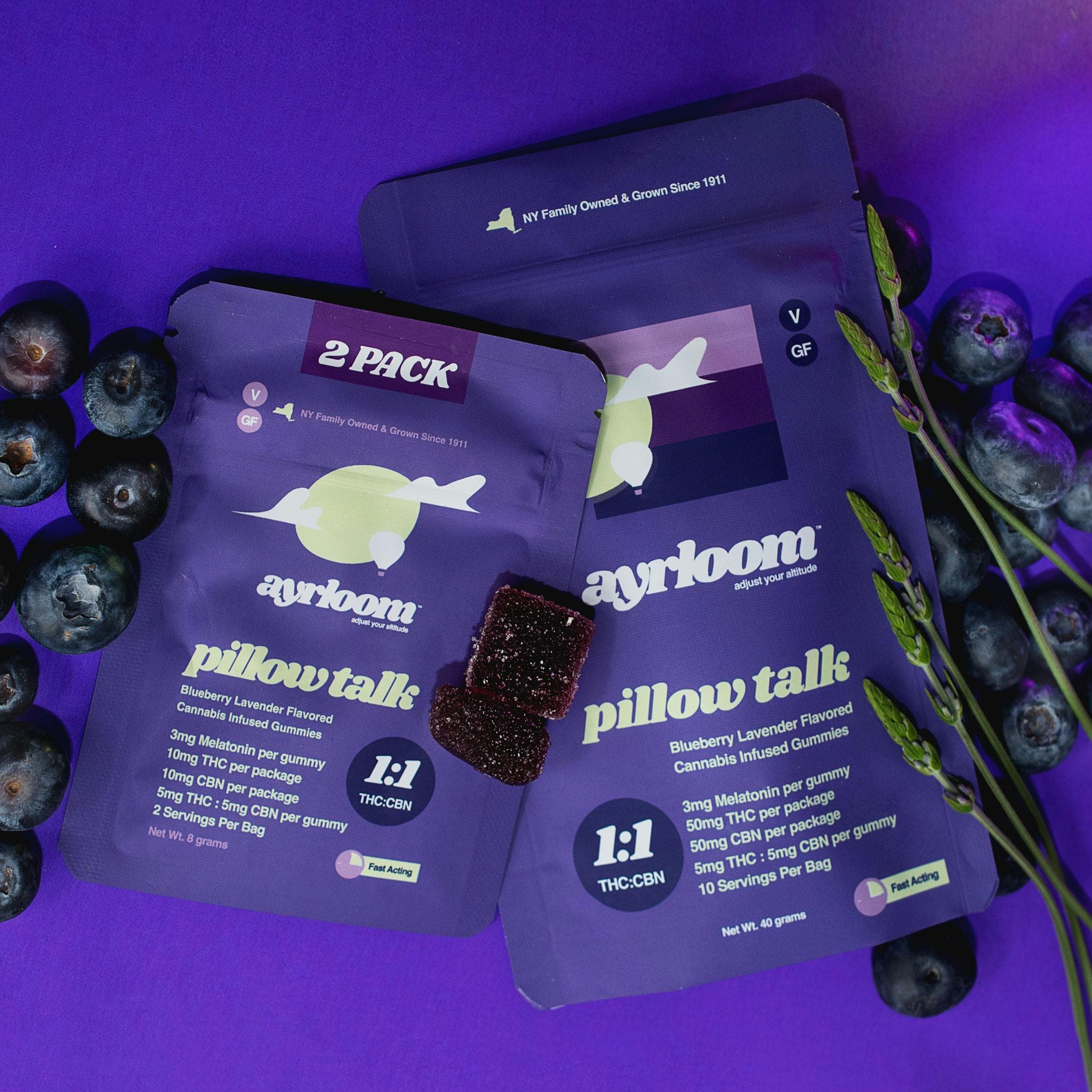 Pillow Talk 1:1 10 Pack Gummies THC: 50mg, CBN: 50mg - ayrloom