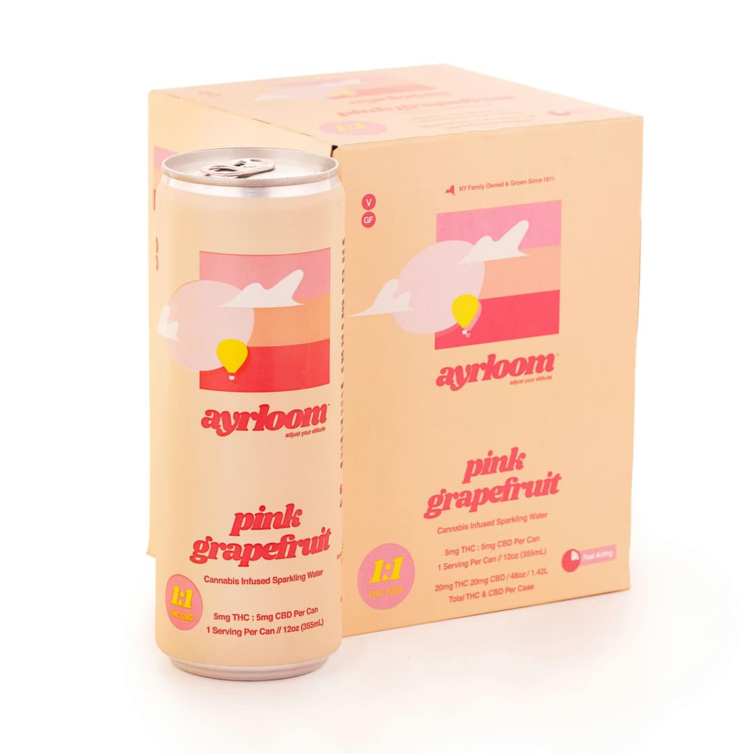 Pink Grapefruit 1:1 Infused Sparkling Water • 4 Pack - ayrloom | Treehouse Cannabis