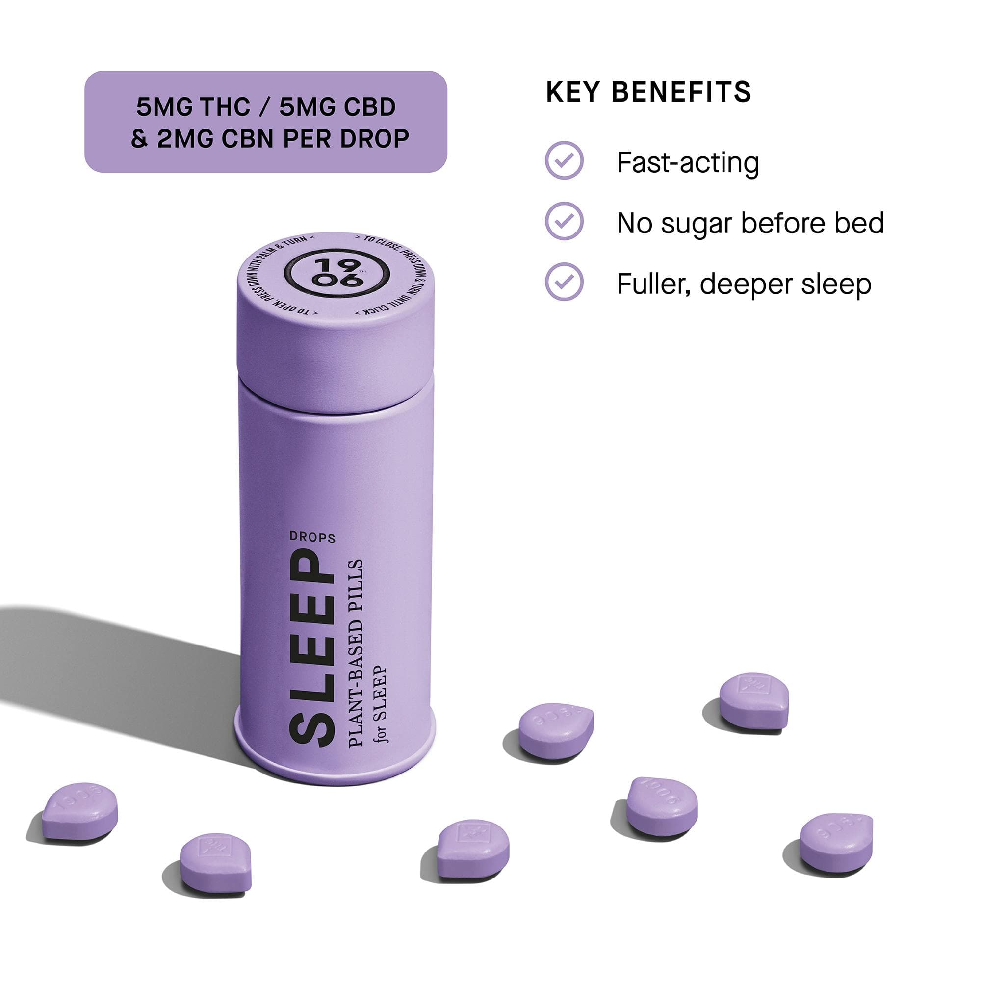 Sleep Drops 20 Pack Tablets THC: 100mg, CBD: 100mg, CBN: 50mg - 1906