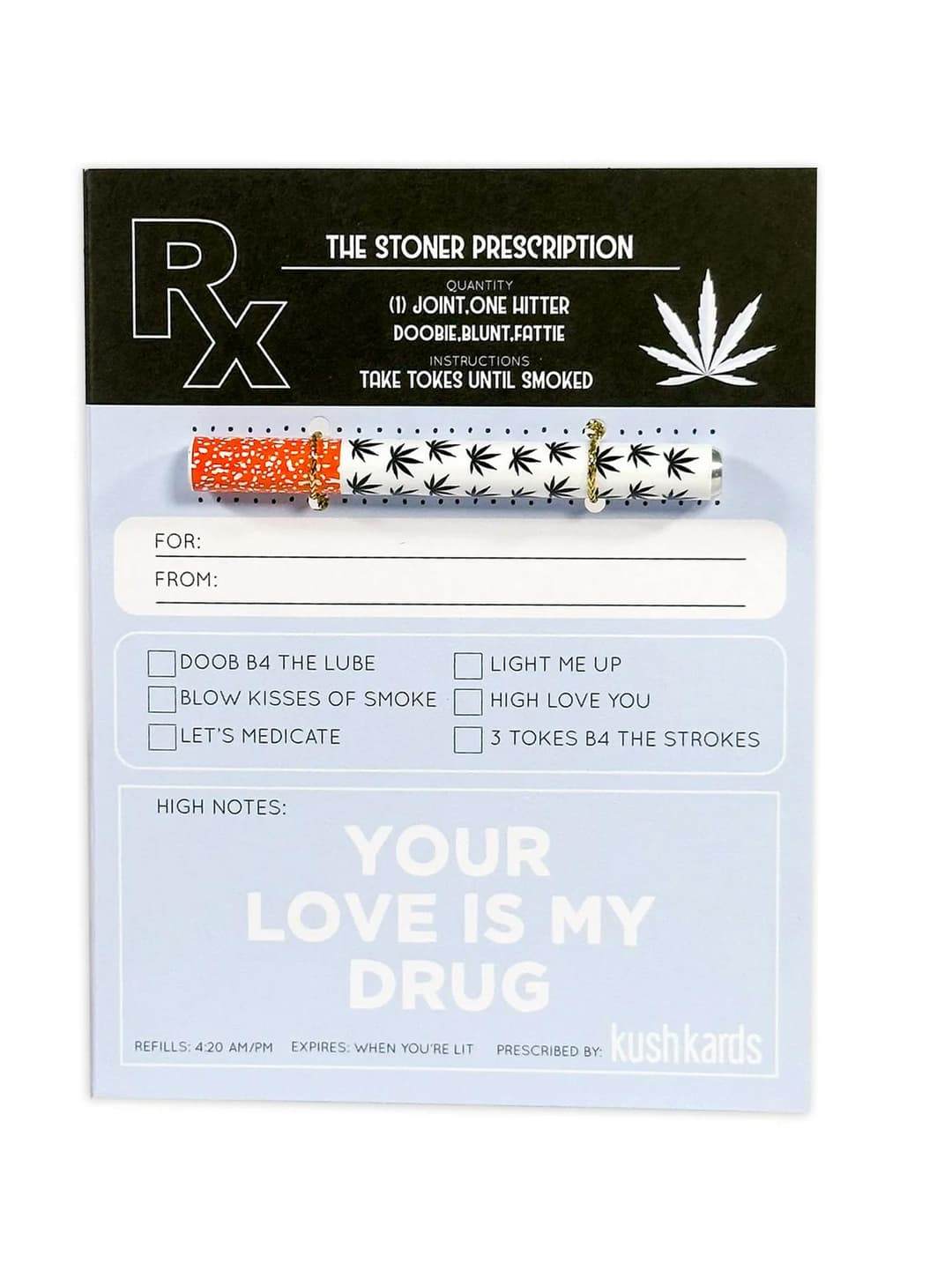 Stoner RX Greeting Card w/ One Hitter - KushKards | Treehouse Cannabis