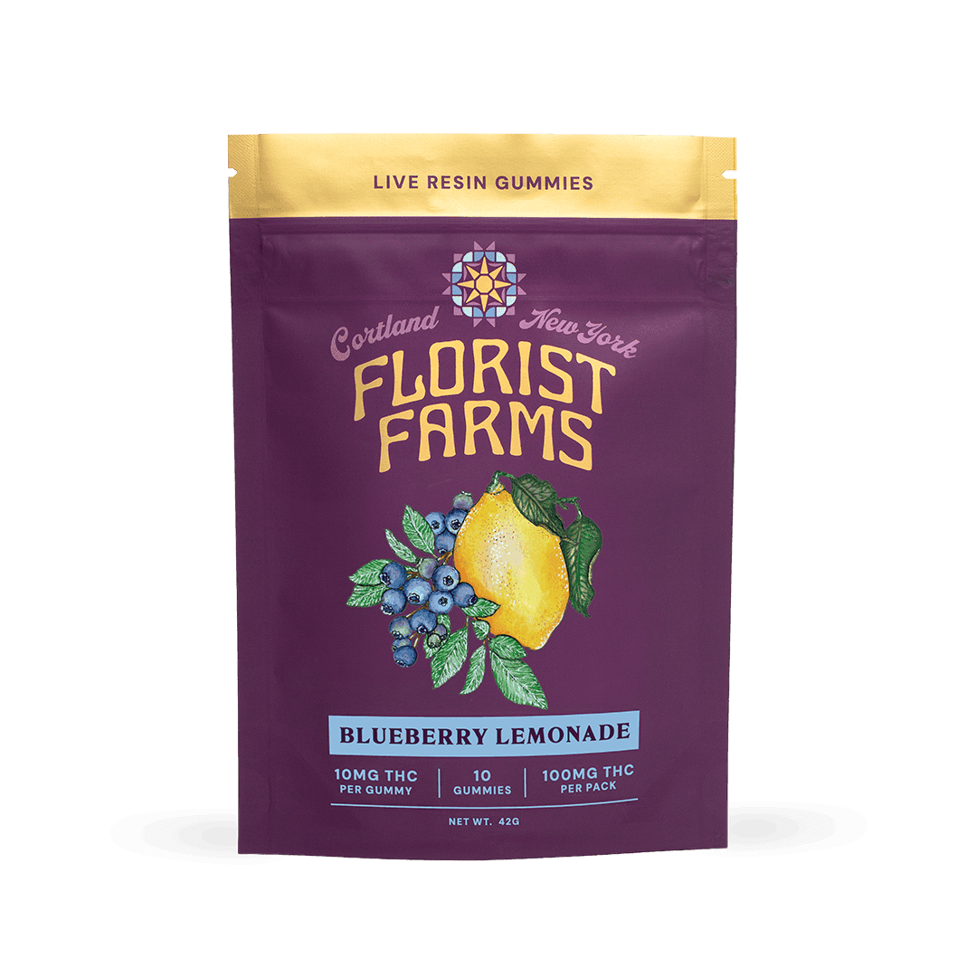 Blueberry Lemonade 10 pack Live Resin Gummies 100mg - Florist Farms