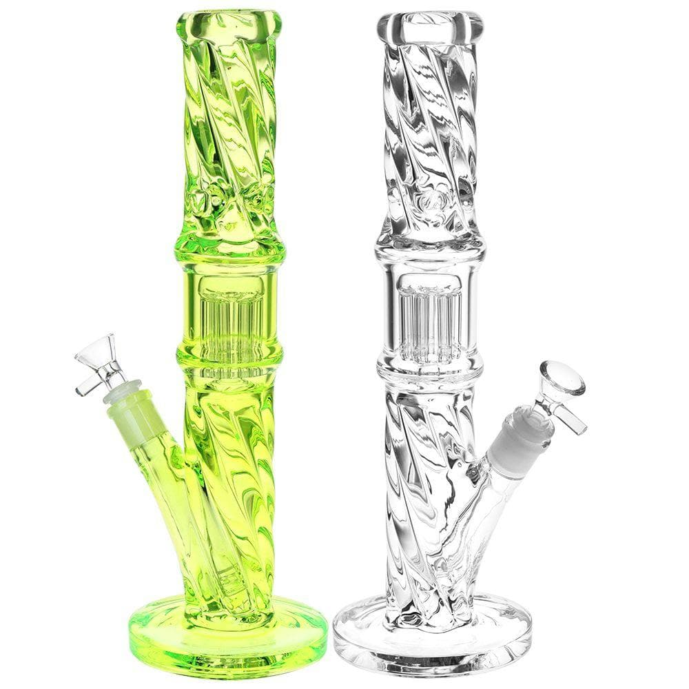 Translucent Twisty Jellyfish Perc Straight Glass Water Pipe 13.75" - 