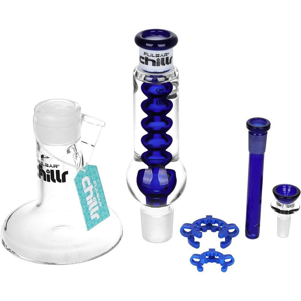 Pulsar Chillr Glycerin Straight Tube Glass Water Pipe - 13" / 14mm F / Blue - 