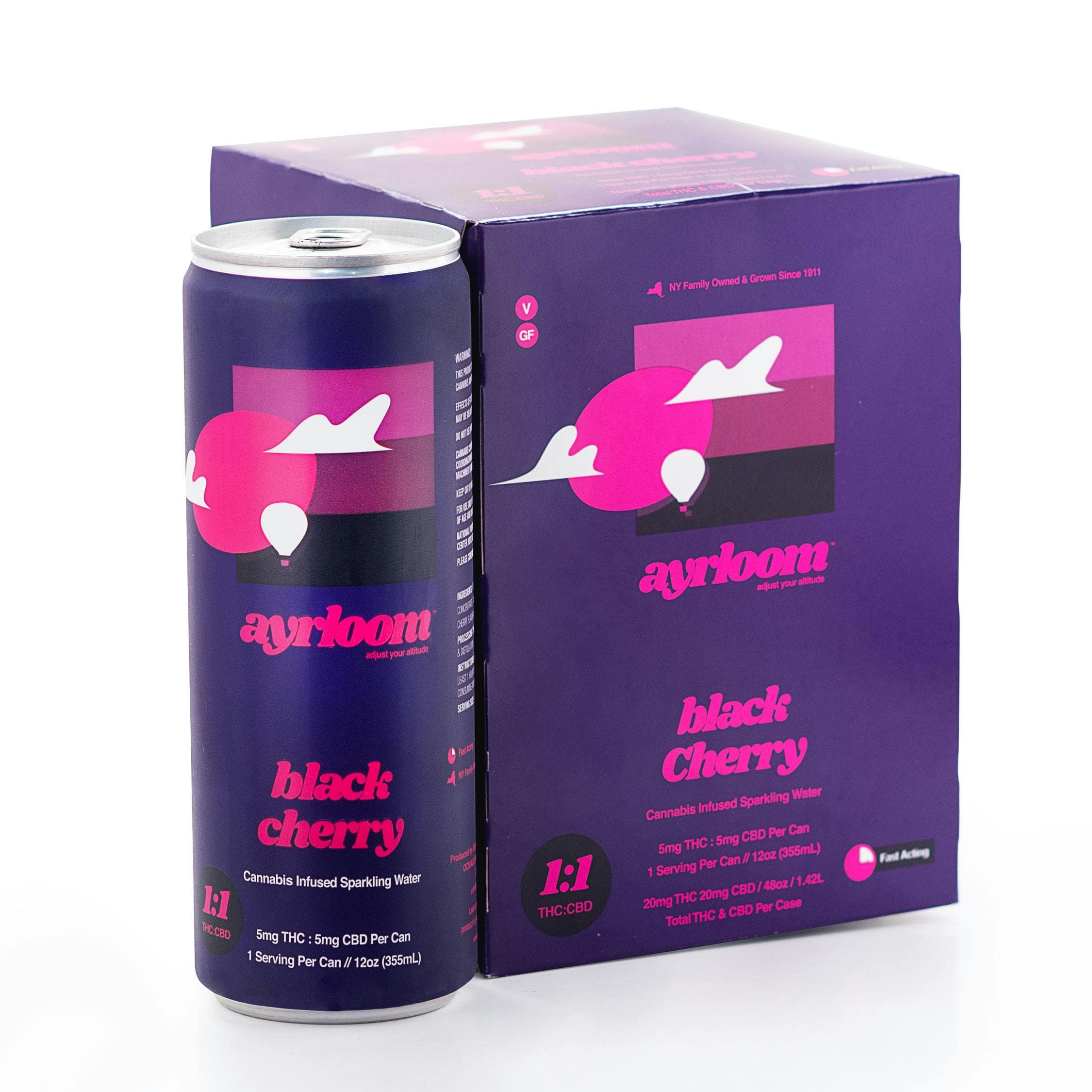 Black Cherry 1:1 Infused Sparkling Water 4 Pack - ayrloom