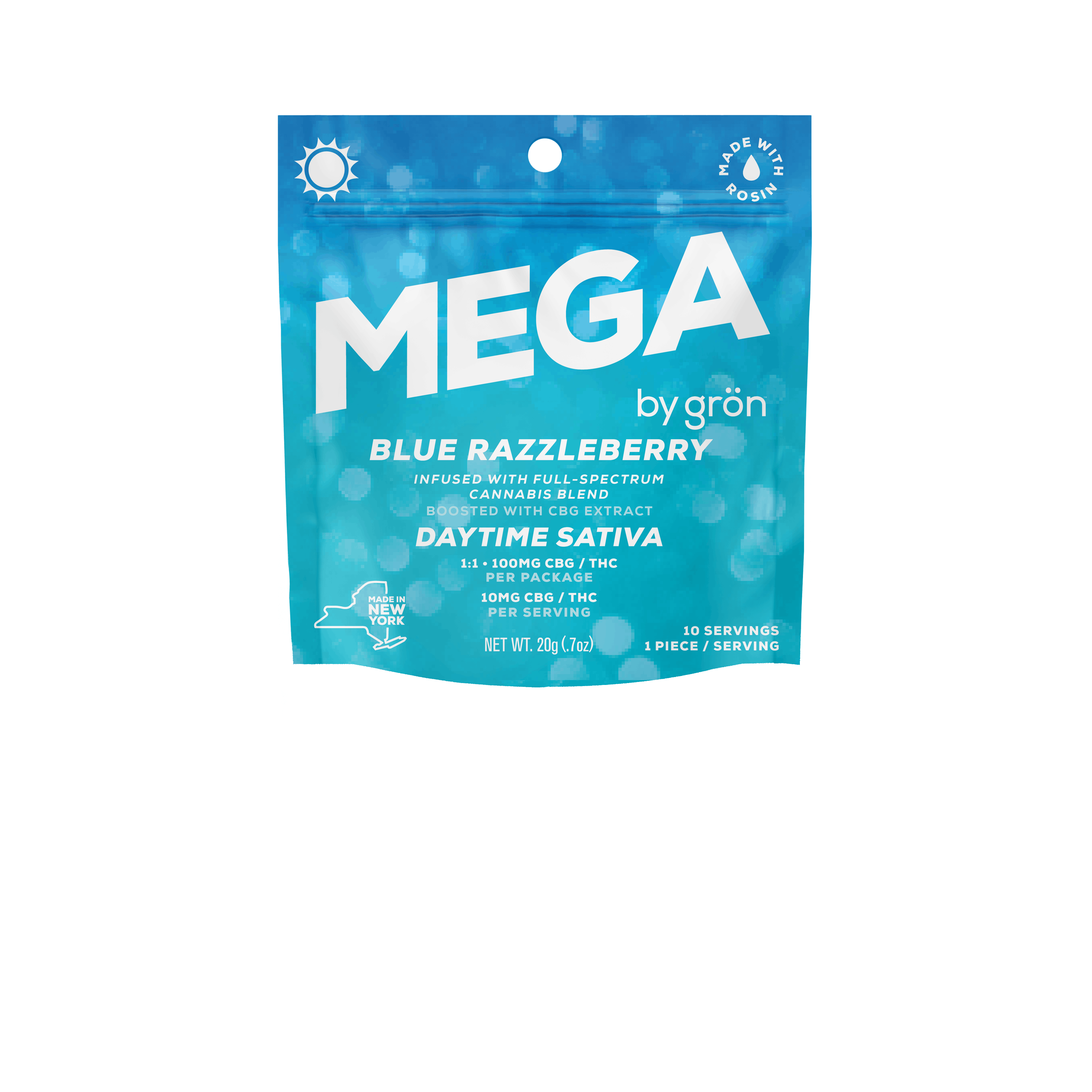 product image for Blue Razzleberry Mega Pearl 1:1 Single Gummy THC: 100mg