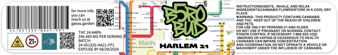 Harlem 21 • Flower • 3.5g - B5RO Cannabis | Treehouse Cannabis