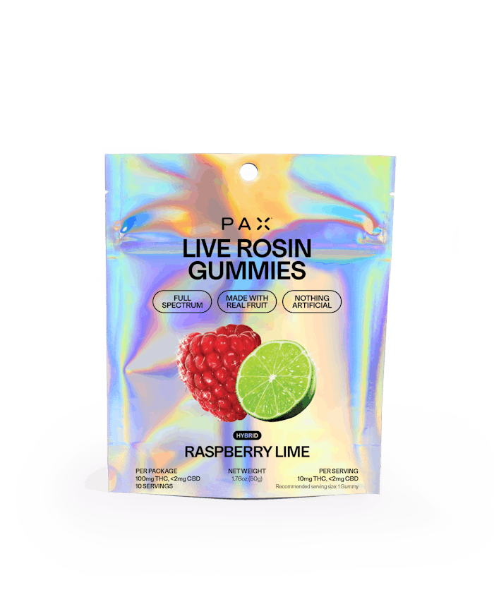 Raspberry Lime Live Rosin Gummies • 10 pack • 100mg - PAX | Treehouse Cannabis