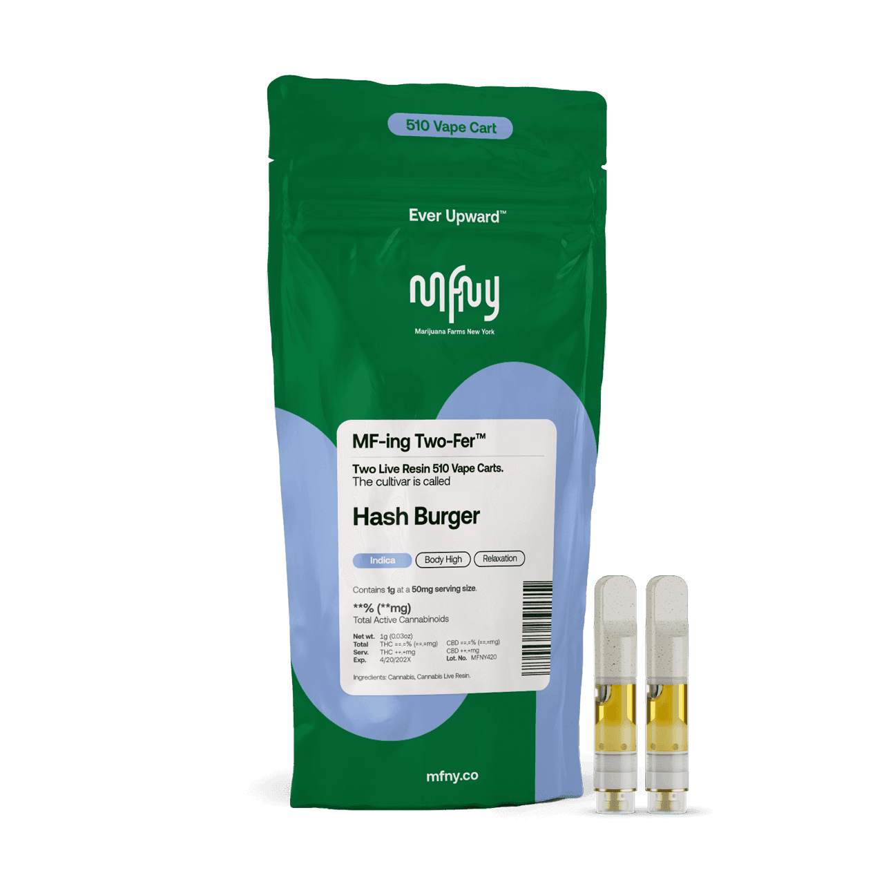 Hash Burger Live Resin 510 Cart Two-Fer .5g 2pk - MFNY