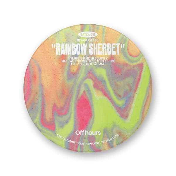 product image for Nevada City OG “Rainbow Sherbet” batch #015 Live Rosin Gummies 100mg