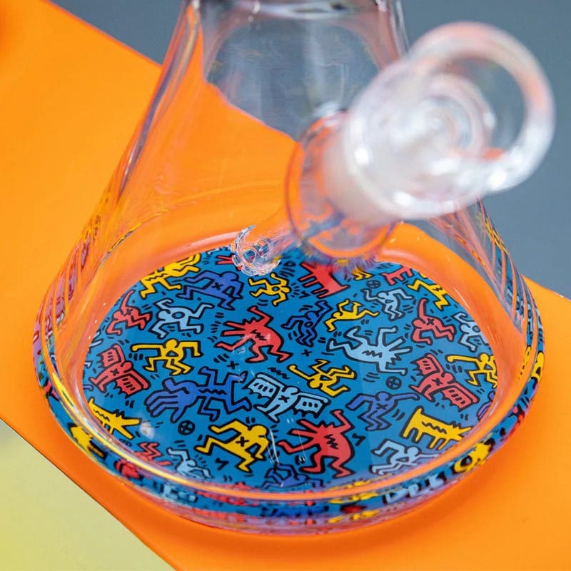 Keith Haring - 12" water pipe w/ bowl (Blue) - Keith Harring Foundation