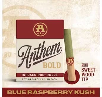 product image for Blue Raspberry Kush Wood Tip Infused 5 pack Pre-Roll 2.5g