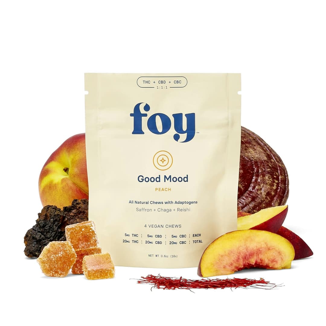 Good Mood Chews w/ Peach Gummies • Organic Adaptogens • 4 Pack • 60mg - FOY "Fountain Of Youth" | Treehouse Cannabis