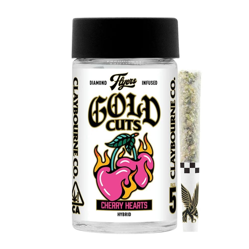 product image for Cherry Hearts Diamond Frosted Flyers Pre-Rolls 5 Pack 2.5g