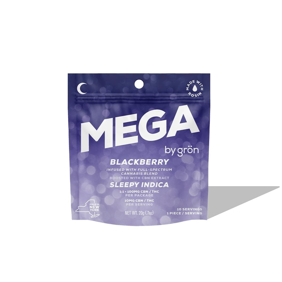 Blackberry Mega Pearl 1:1 Single Gummy THC: 100mg, CBN: 100mg - Grön
