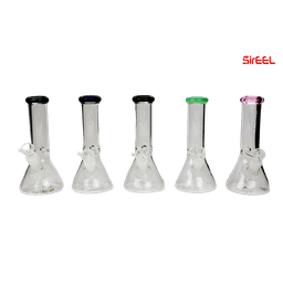 8" Color lip assorted beaker bong & Flower bowl (assorted colors)