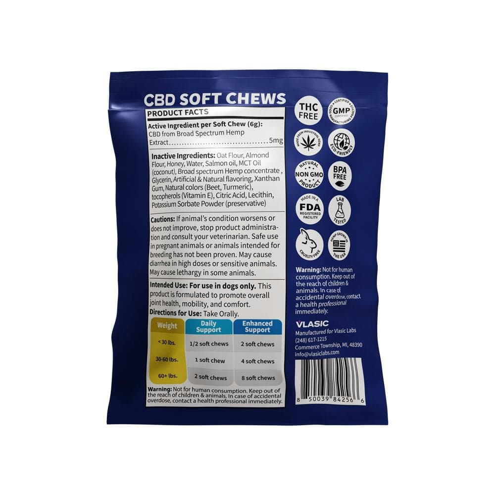 Mini Broad Spectrum CBD Dog Chews (Salmon Flavor) 20mg - Vlasic Labs