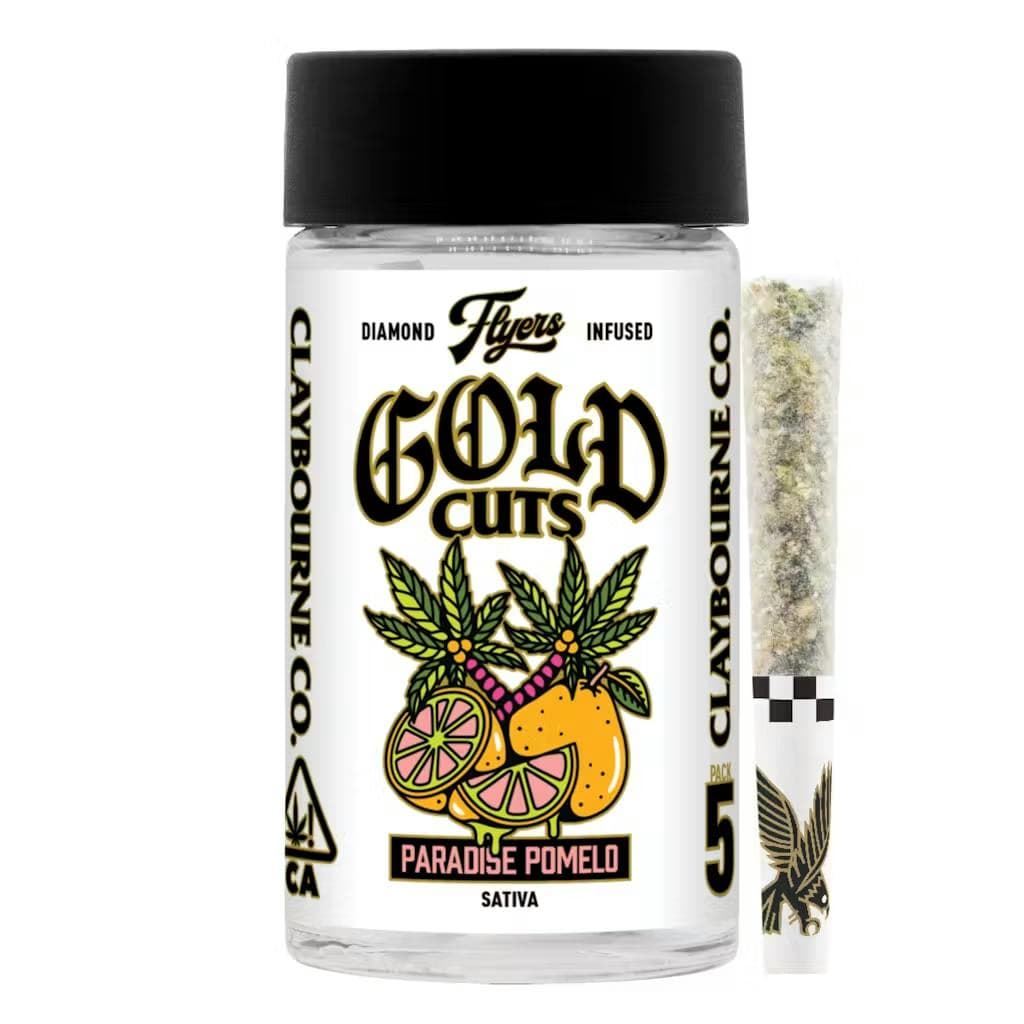 product image Paradise Pomelo Gold Cuts Diamond Infused Pre-Rolls | Claybourne Co. |  5 Pack | 2.5g
