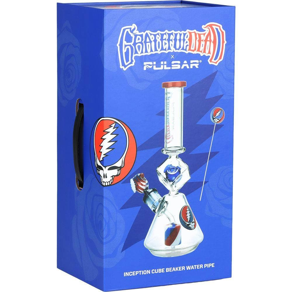Grateful Dead x Pulsar Inception Cube Beaker Glass Water Pipe - 12.75" / 14mm F - 