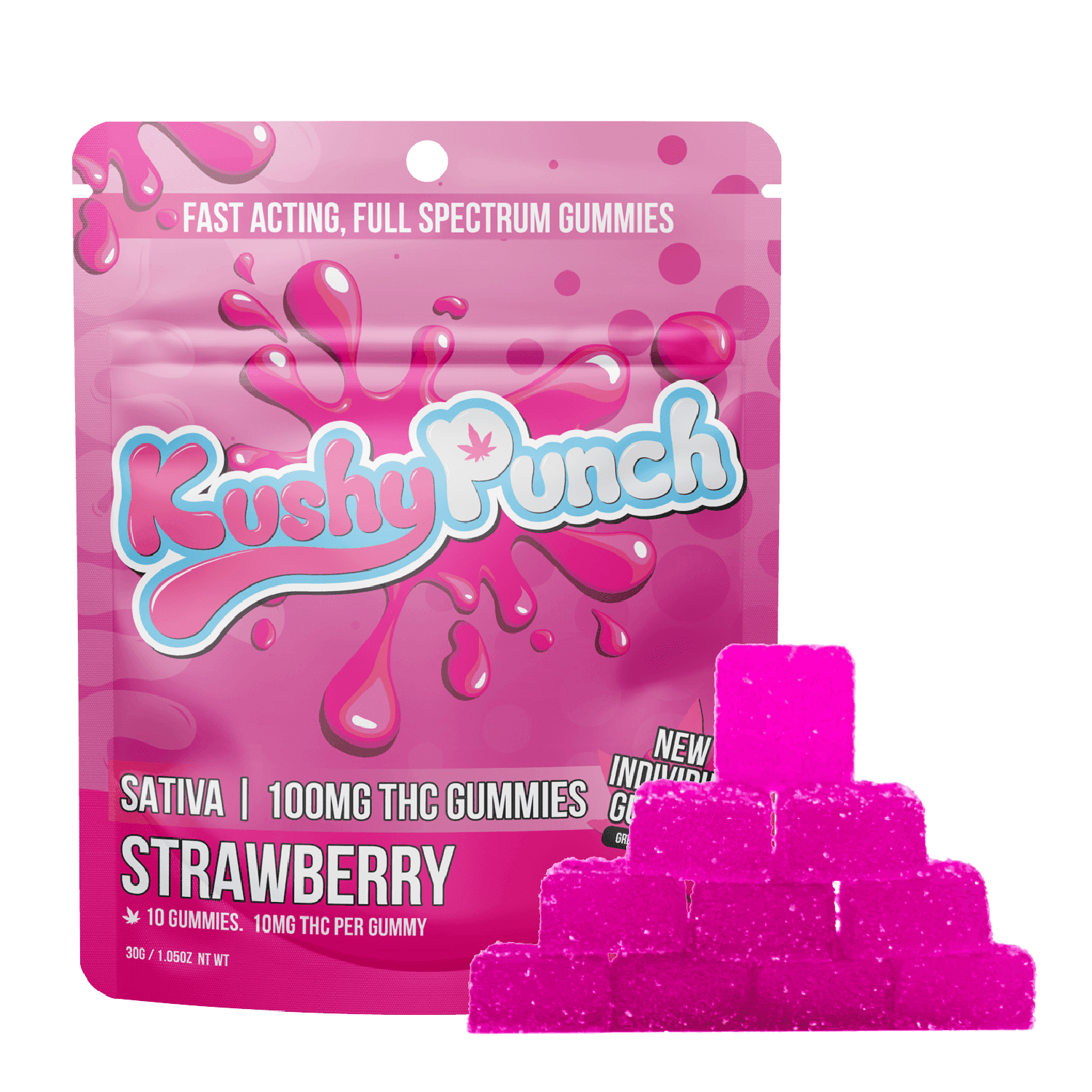 Strawberry Gummies 10 Pack 100mg - Kushy Punch