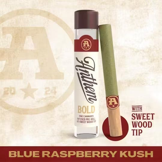 Blue Raspberry Kush • Wood Tip Infused Pre-Roll • 1g - Anthem | Treehouse Cannabis