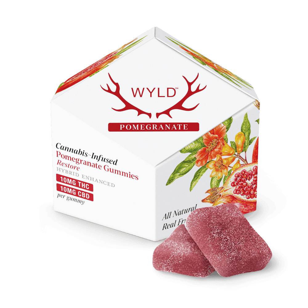 product image Pomegranate 1:1 CBD + Hybrid Enhanced Gummies | THC: 100mg, CBD: 100mg