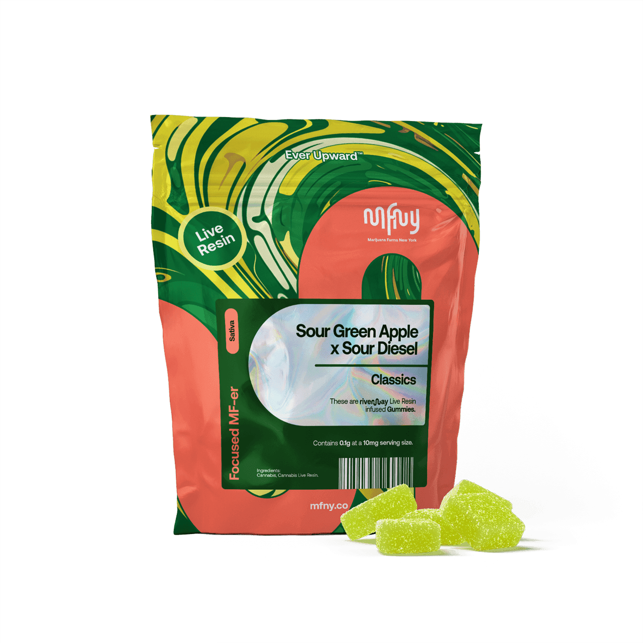 product image for Sour Green Apple x Sour Diesel Live Resin Gummies 10 pk