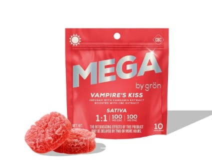 product image for Vampire Kiss Mega Pearl 1:1 CBD:THC Gron Single 100mg