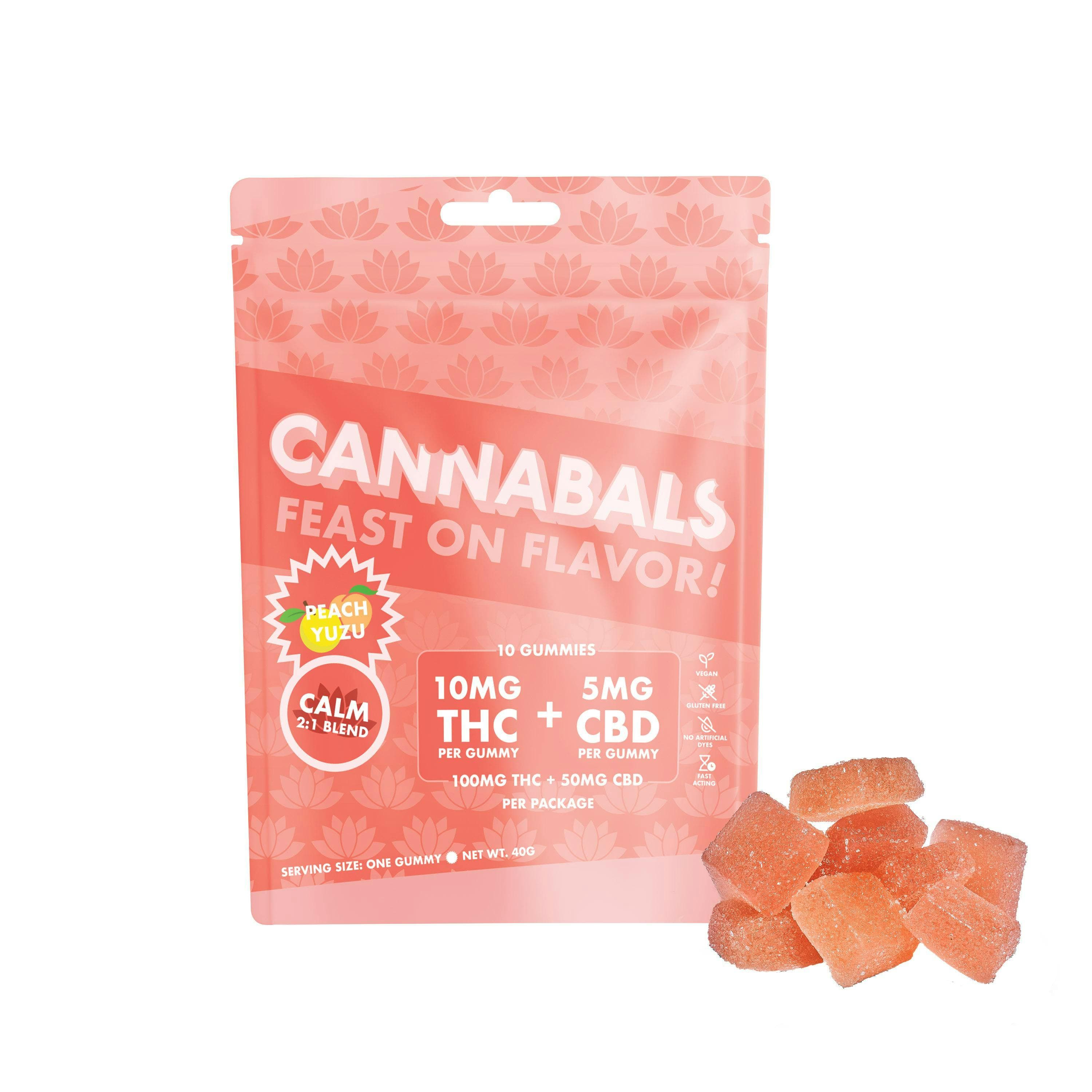 product image for Peach Yuzu Calm Blend 2:1 100mg THC / 50mg CBD 10 pack