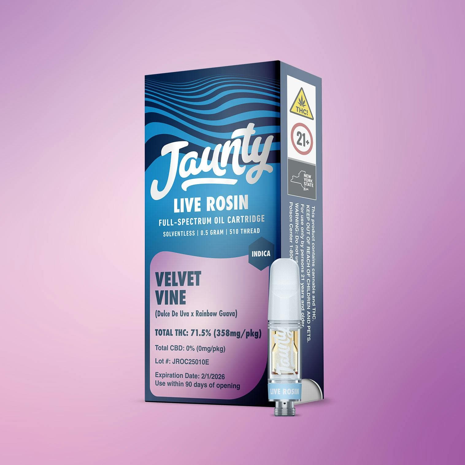 Velvet Vine Live Rosin Cartridge 0.5g - Jaunty