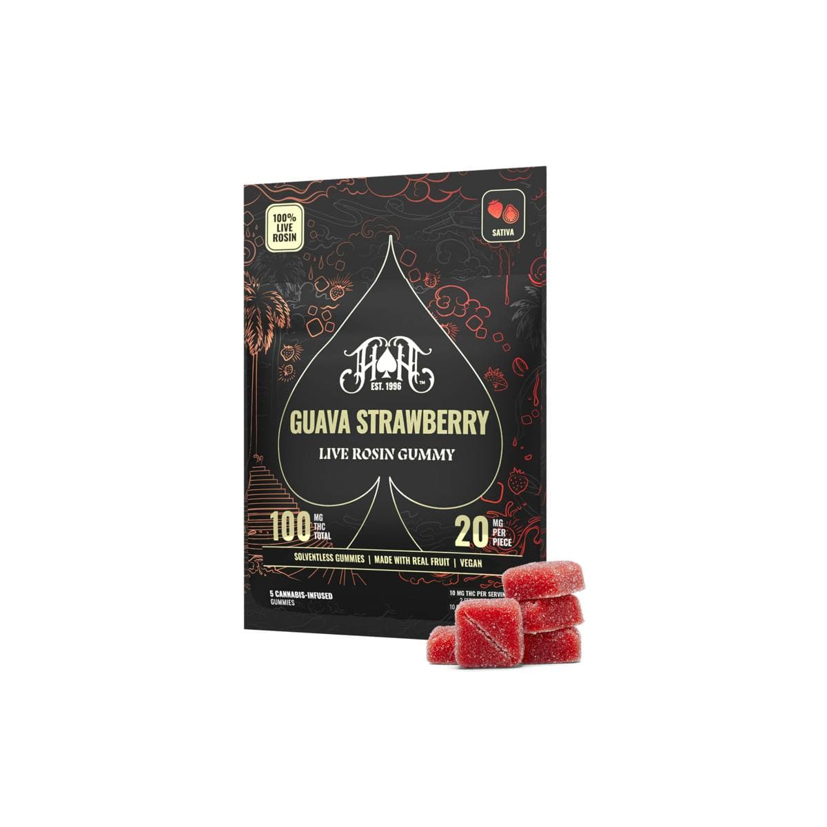 product image for Guava Strawberry Live Rosin Gummies 5 Pack 100mg