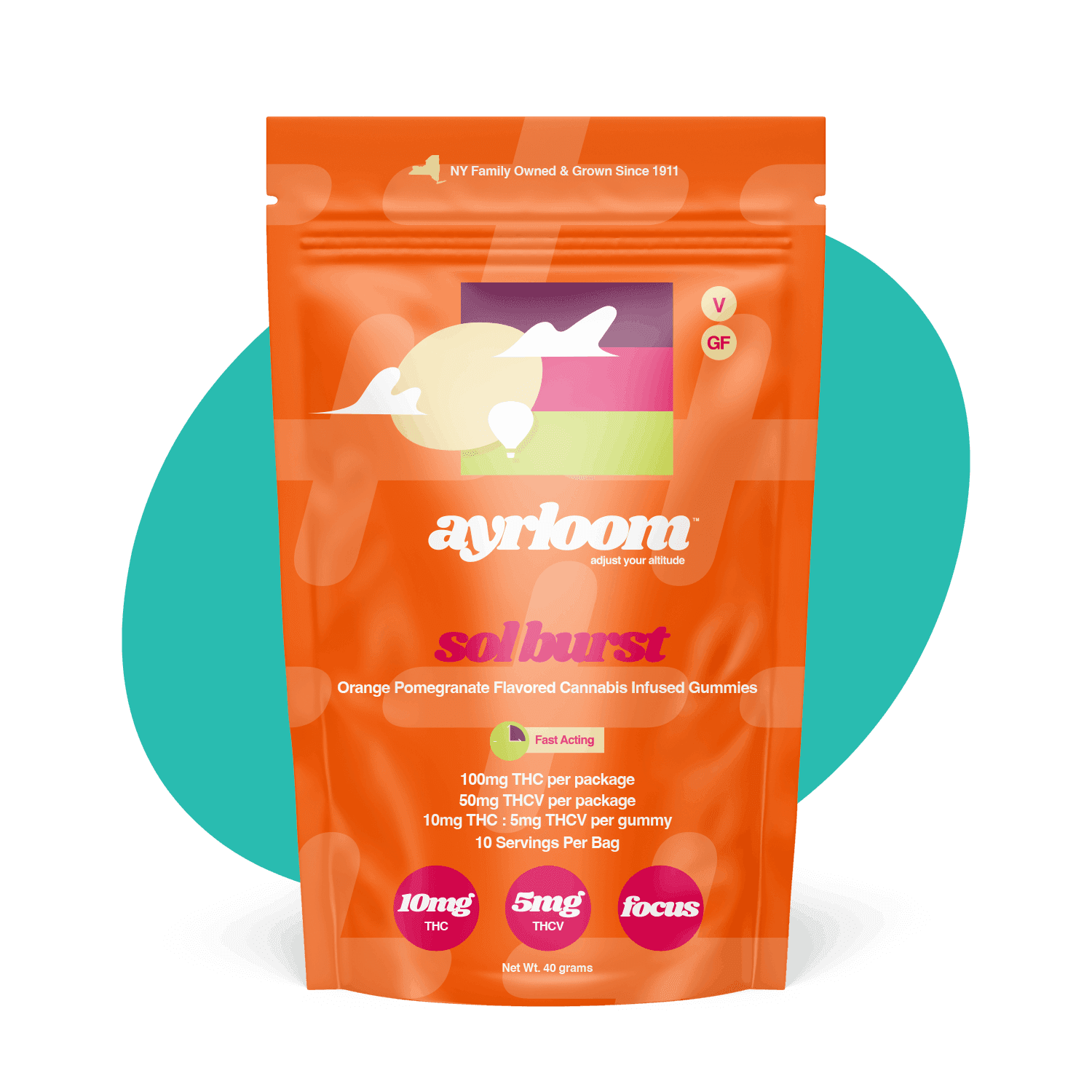 product image for Ayrloom Orange Pomegranate “Sol Burst” 2:1 10MG THC : 5MG THCV
