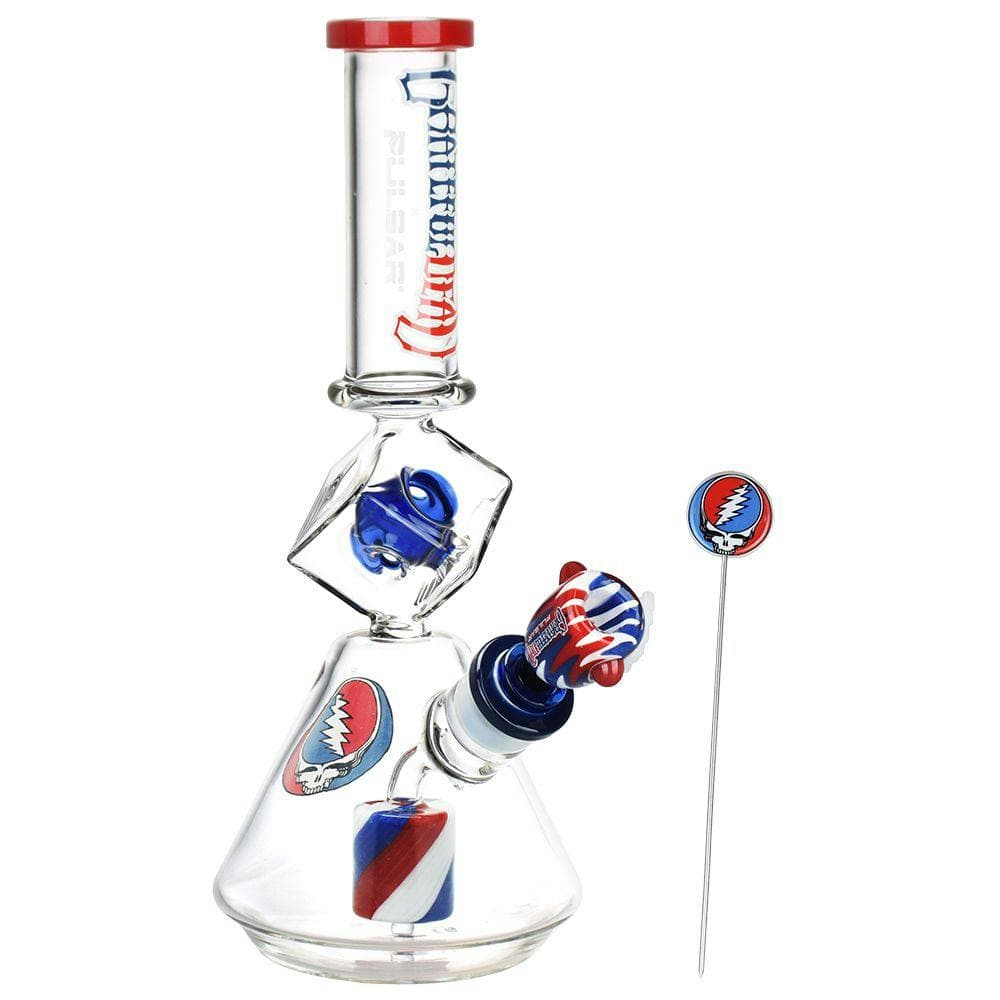 Grateful Dead x Pulsar Inception Cube Beaker Glass Water Pipe - 12.75" / 14mm F -  | Treehouse Cannabis