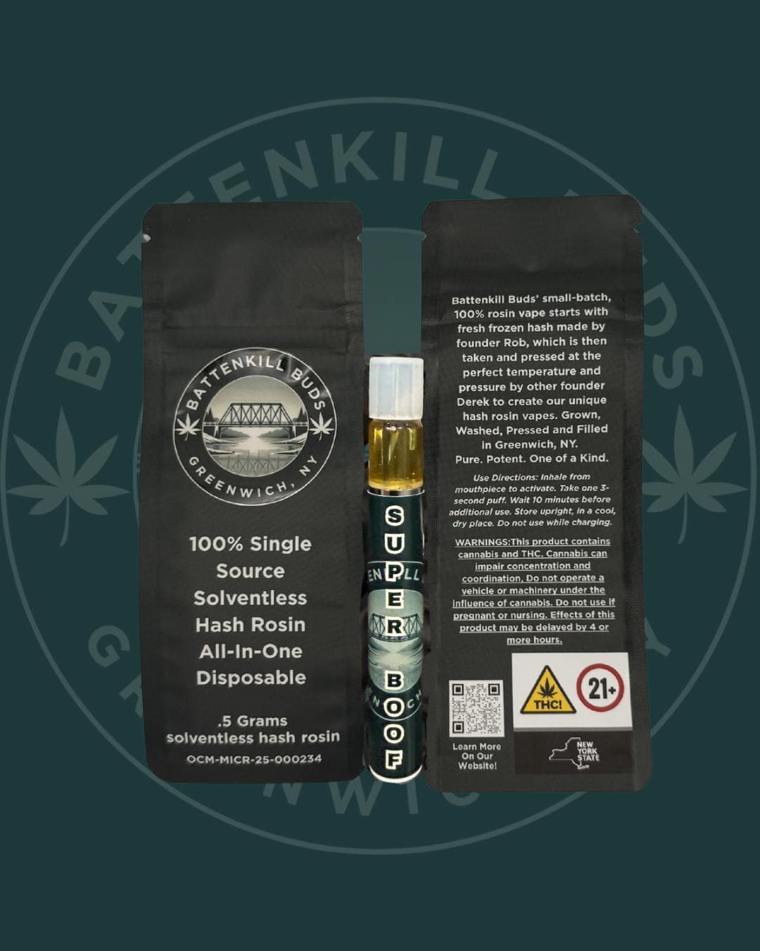 Super Boof  • Live Rosin Vape • .5g - Battenkill Buds | Treehouse Cannabis