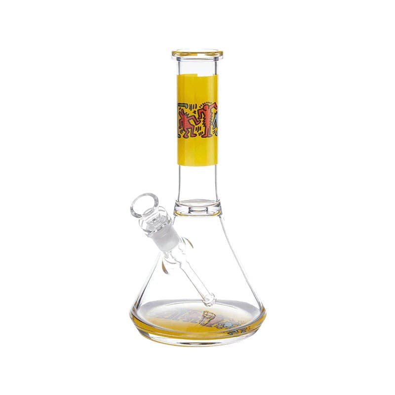 Keith Haring - 12" water pipe w/ bowl (Yellow) - Keith Harring Foundation