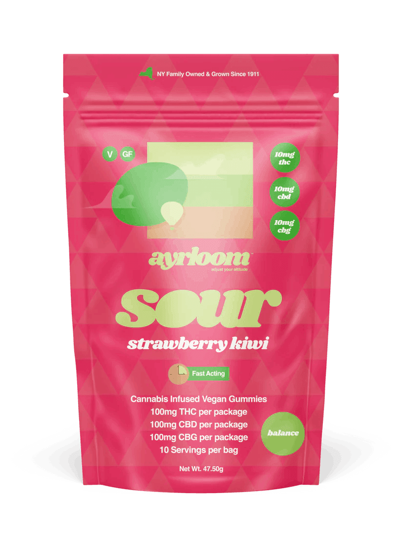 Sour Kiwi Strawberry 1:1:1 • 10 Pack Gummies • 100mg - ayrloom | Treehouse Cannabis