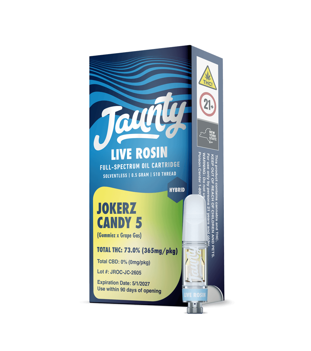 Jokerz Candy 5  • Cartridge • Live Rosin • Hybrid • 0.5g - Jaunty | Treehouse Cannabis