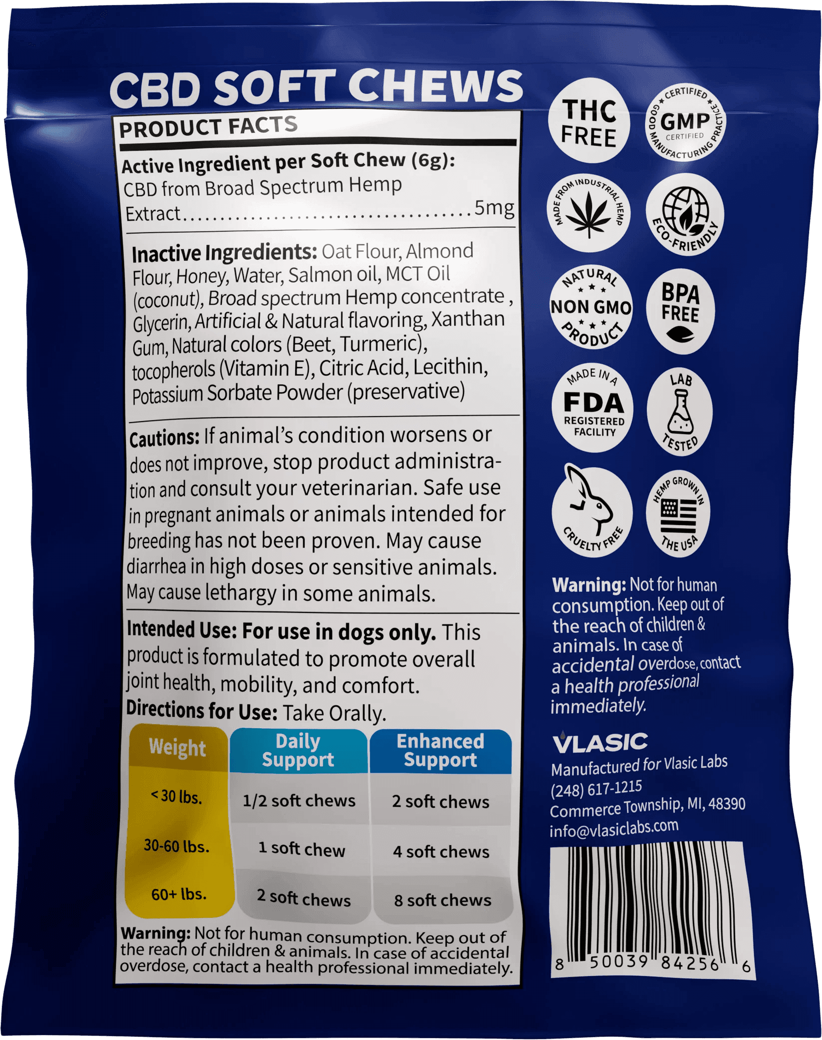 4 pack Salmon Flavored CBD Chew For Dogs 20mg - Vlasic Labs