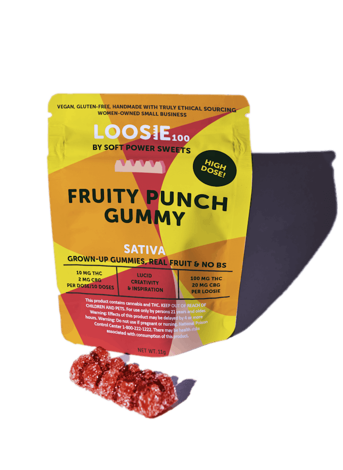 product image for Loosies Fruiti Punch Gummie 100mg THC 20mg CBG 20mg CBD