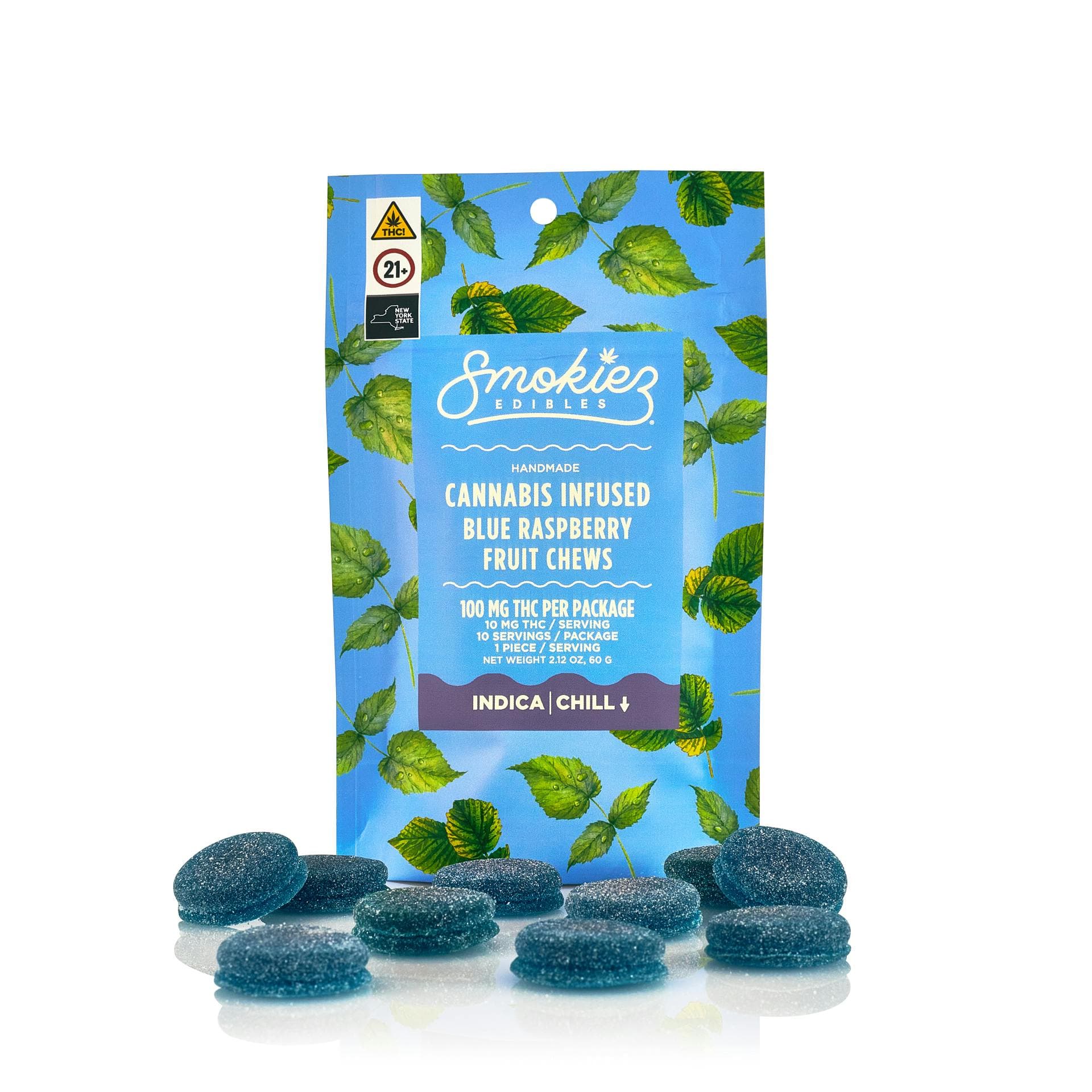 Sweet Blue Raspberry 10 Pack Gummies THC: 100mg - Smokiez Edibles